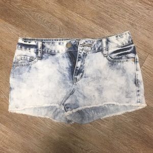 Acid wash jean shorts